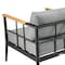 Armen Living Shari Outdoor Patio 4-Piece Lounge Set in Aluminum with Teak Wood and Gray Cushions 840254333079 - alternate 5